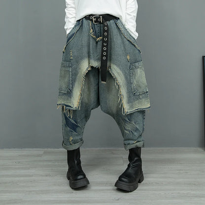 (No Belt)Women Streetwear Pants Set Plus Size White Tassels Tees +2 In 1 Cross Pants Novelty High Street Matching Wear Suit