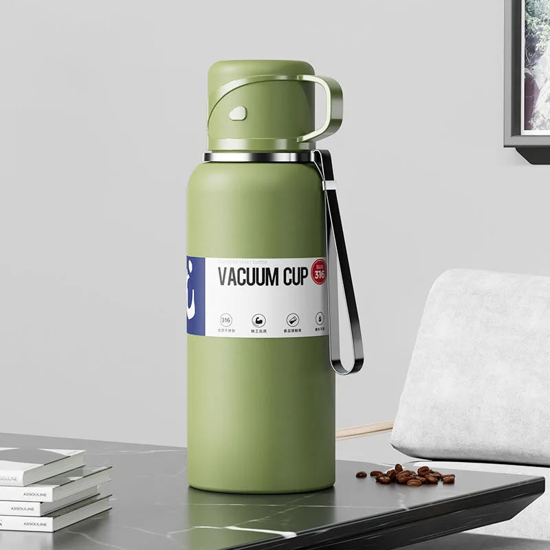 2L Thermal Water Bottle Large Capacity With Straw Stainless Steel Thermos Bottle Cold and Hot Water Bottle Sport Thermos Cup