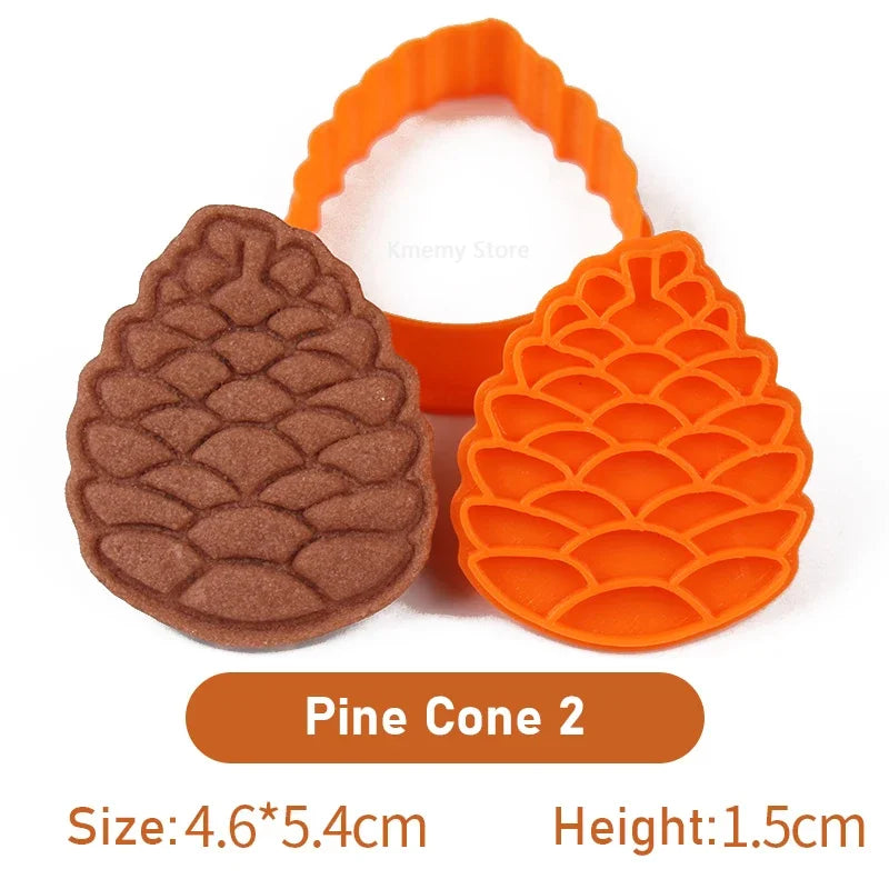 Autumn Leaves Squirrel Owl Fox Pattern 3D Biscuit Mould Thanksgiving Chestnuts Pine Cones Fondant Cookie Cutter Mold Baking Tool