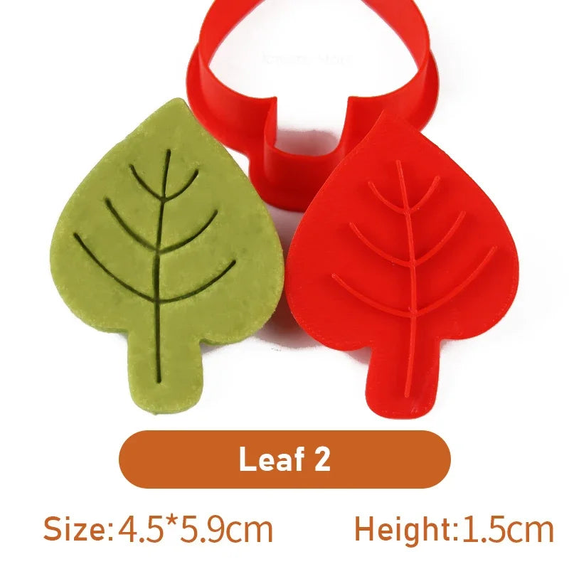 Autumn Leaves Squirrel Owl Fox Pattern 3D Biscuit Mould Thanksgiving Chestnuts Pine Cones Fondant Cookie Cutter Mold Baking Tool