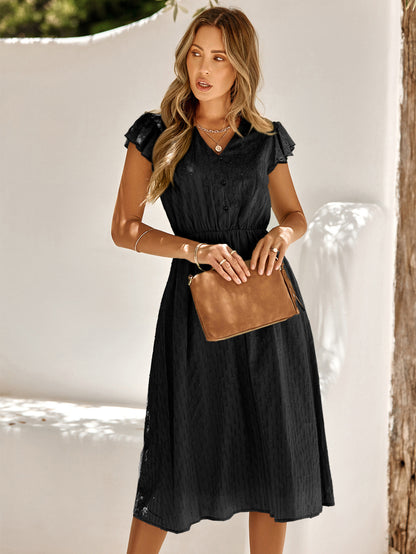 2025 New Summer Dress Women Casual Solid V-neck High Waist Fresh Wind Midi Dresses For Women Elegant Boho White Dress Vestidos