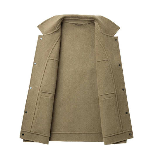 2024 Autumn/Winter New Double sided Woolen Coat High end Fabric Korean Edition Fashion Pure Handmade Woolen Coat Work Style