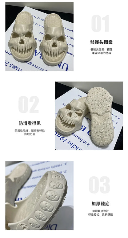 2024 Summer Skull Men Women Slippers Easter Slippers Male Outdoor Fun Novelty Slide Thick Sole Platform Beach Soft Women Sandal