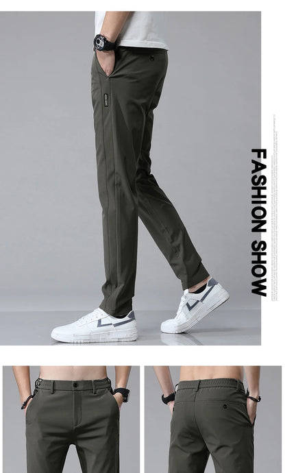 2024 Spring Summer Ultra-thin Men's Stretch Slim Straight Casual Pants High Quality Fashion Breathable Golf Sports Trousers