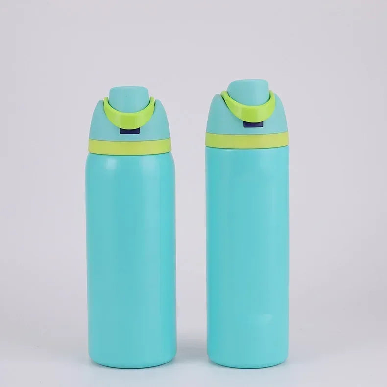 24/32oz New 304 Thermos Cup Double-Layer Stainless Steel Space Kettle Water Bottle with Straw Car Outdoor Sports Camping Sports