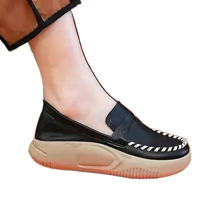 spring autumn New Soft-soled Women's Shoes Platform Casual Slip-on Loafers for Women Comfortable Work Shoes Sewn Leather Shoes