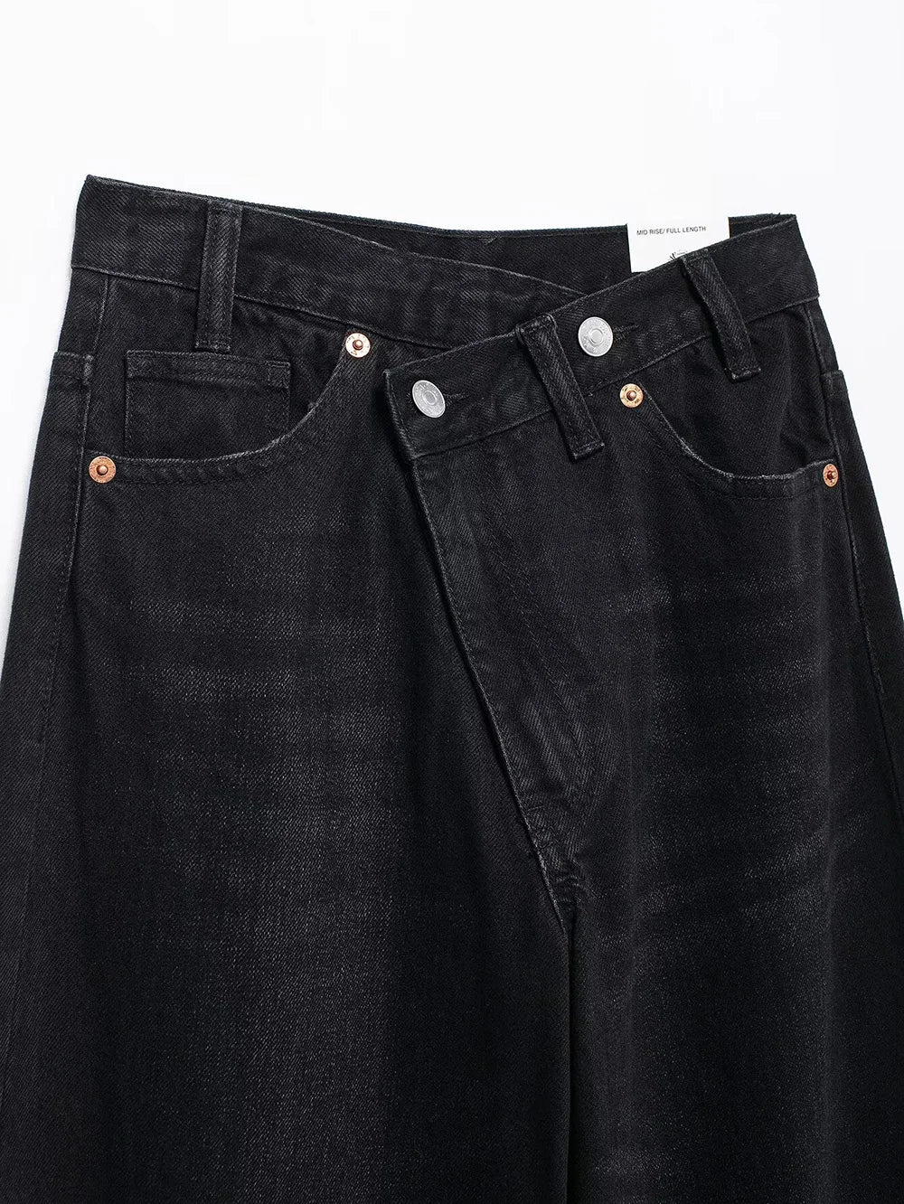 TRAF Women's Basic Hundred Jeans New Fashion Asymmetric Design High Waist Wide Leg Trousers Casual Women's Straight Leg Jeans