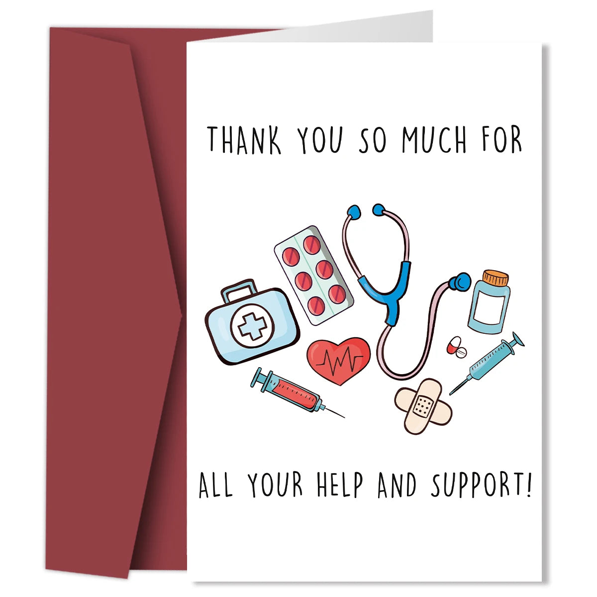 1pc Cute Nurses Day Theme Pattern Design Thank You Cards For Doctor Nurses, Appreciation Greeting Card Gifts For Medical Staff