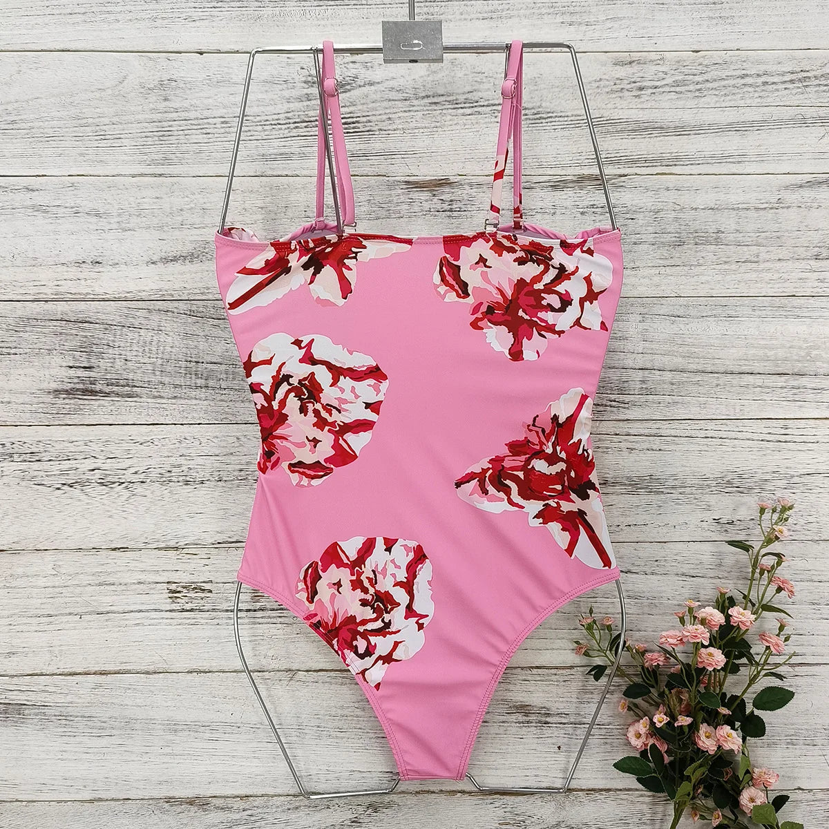 2023 New 2PC Push Up Women Bikini Set Skirt Floral Printed Bikinis Strappy Bandage Swimwear Brazilian Biquini Bathing Suit