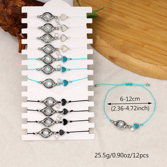 12 pieces of new colorful Bohemian eye bracelet set, friendship bracelet suitable for gift giving and summer wear