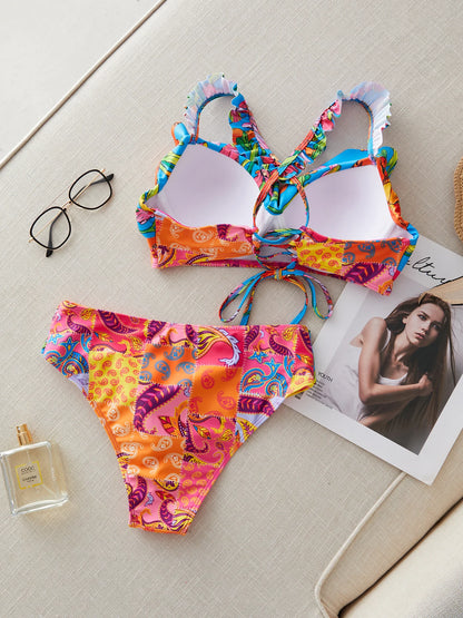 2024 New Sexy Brazilian Bikini Set Women Print Biquini Female Cut Bikinis Swimwear Push Up Swimsuit Bath Suit