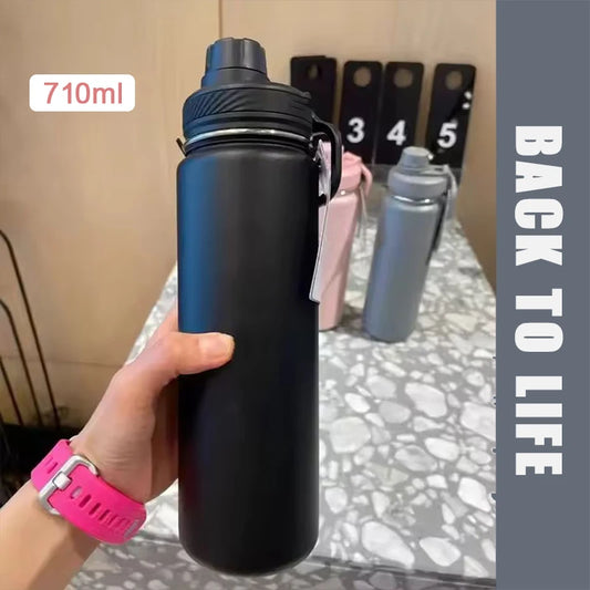 Solid Color Back to Life Sports water bottle 710ml Stainless Steel Pure Titanium Vacuum Portable Leakproof Insulated Water Cup