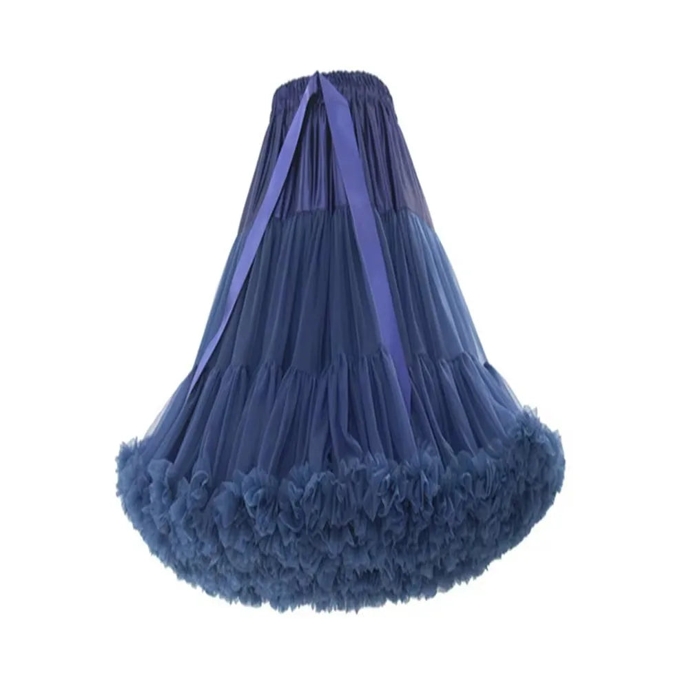 65CM/25.5INCH Lolita Petticoat Soft Tulle Puffy Tutu Women Knee Length Halloween Crinoline Cosplay Underskirt Dance Ball Gown