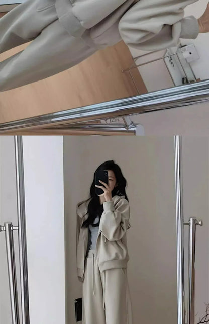 Autumn/Winter 2024 New Tea Matching Women's Clothing Set Plus Size Elegant Casual Salt System Sweatshirt Two-Piece Suit