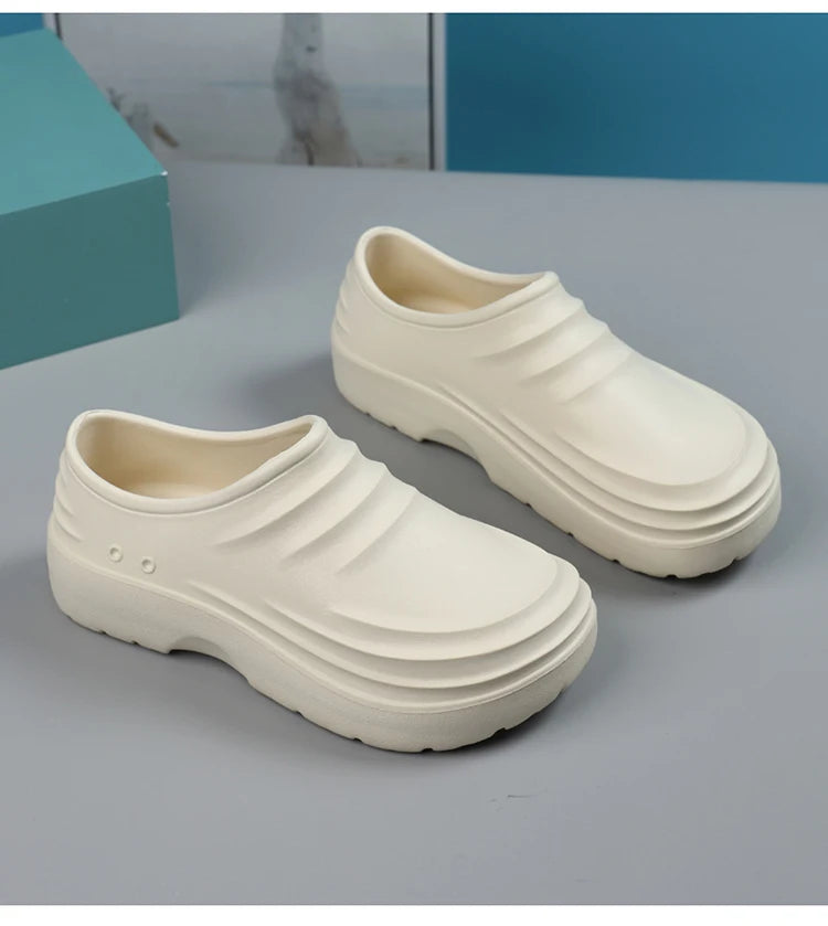 Summer Chef Shoes Anti Slip and Oil Proof Work Shoes Lazy Slippers Casual Trendy Slipper One Step Fashion Garden Shoes For Beach