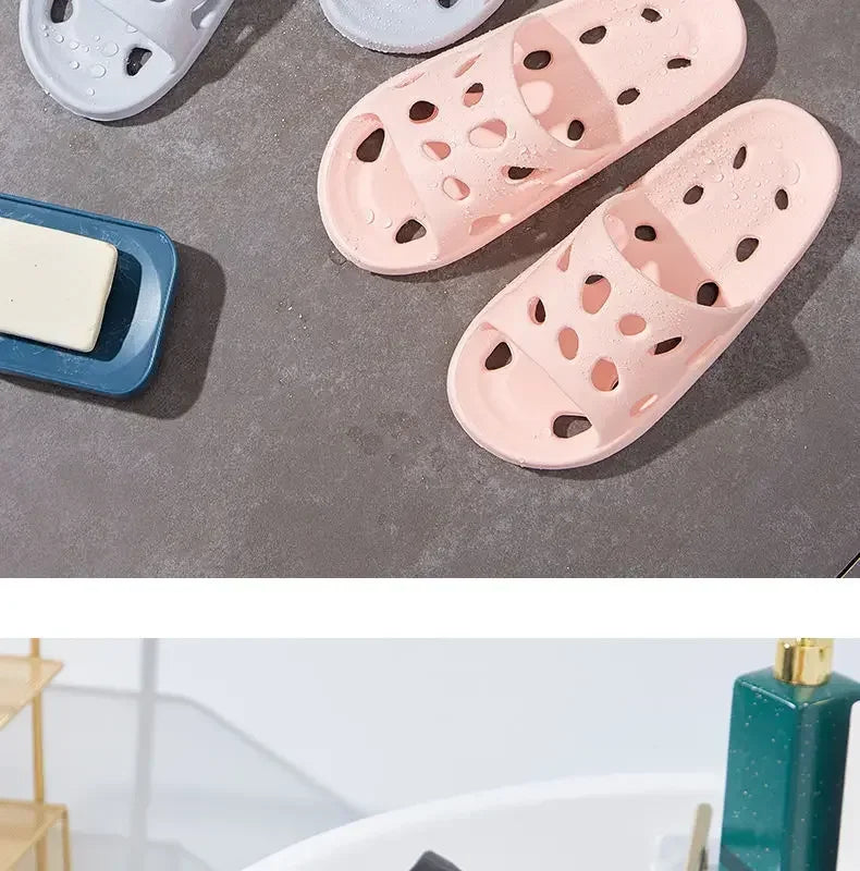 Bathroom Slippers Women Leaking Sandals Cheese Slides Summer Eva Shoes For Men Soft Anti-Slip Flip Flops Couples Indoor Slipper