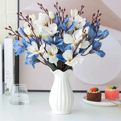 5 Forks 20 Heads High Quality Artificial Flowers Autumn Magnolia Home Decor Flower Decoration Fake Christmas Wedding Accessories