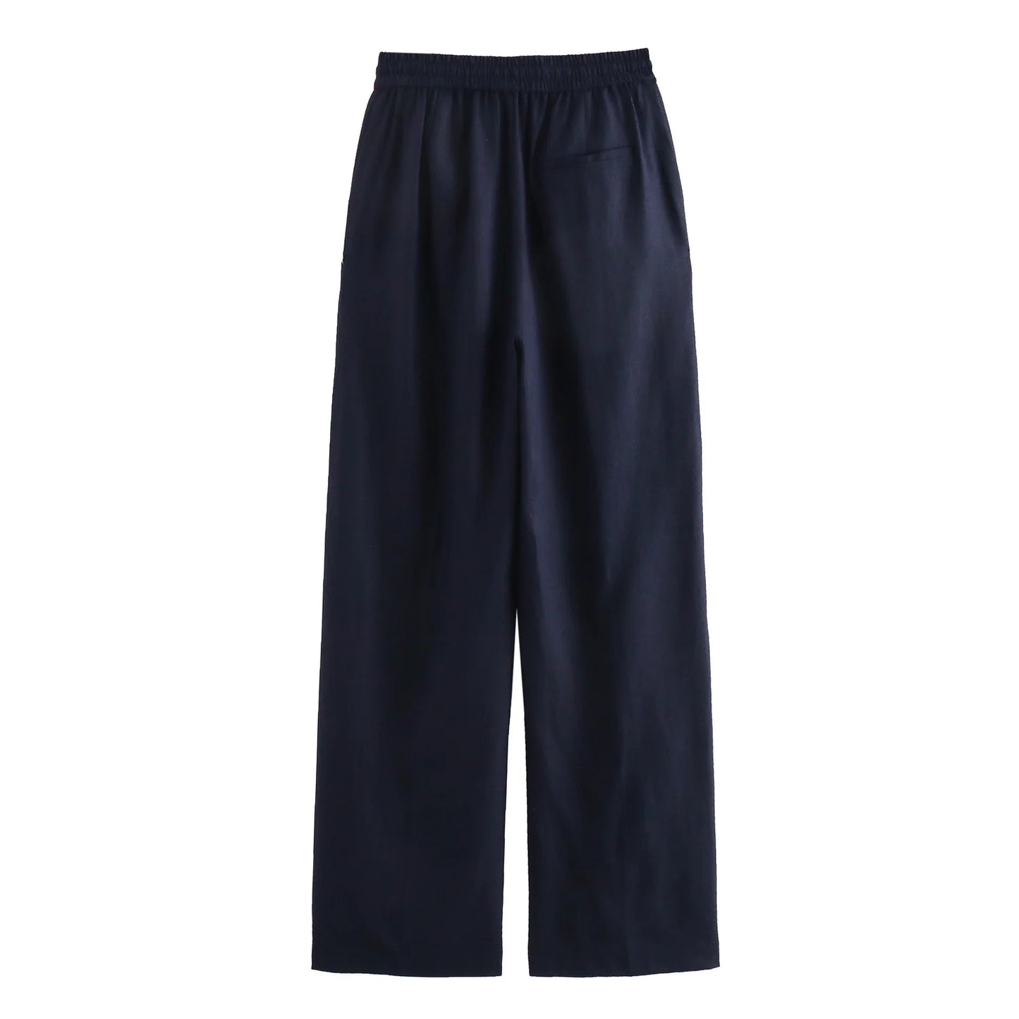 TRAF Women Fashion Spring Summer Lace-up Linen Blended Straight Pants Pocket Office Lady Chic High Waist Trousers Mujer