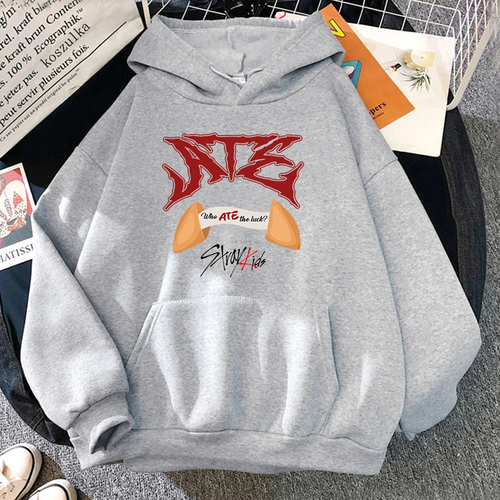 Ate CHK CHK BOOM Who Hoodie Who Ate The Luck Women Harajuku Hoodies Unisex Autumn Winter Aesthetic Pullovers Sweatshirt Vintage