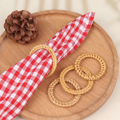 10Pcs Woven Rattan Napkin Rings Rustic Woven Tabletop Holders For Christmas Thanksgiving Home Wedding Party Decor