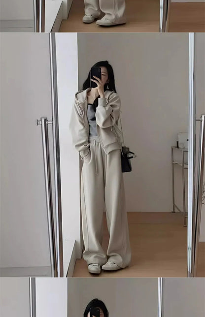 Autumn/Winter 2024 New Tea Matching Women's Clothing Set Plus Size Elegant Casual Salt System Sweatshirt Two-Piece Suit