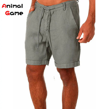 Summer Fashion Mens Linen Shorts Men Cotton Beach Short  New Wild Leisure Loose Solid Cargo Shorts for Men Sweatshorts