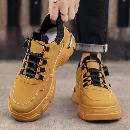 British Style Outdoor Men Work Shoes Rotating Button Fashion Motorcycle Shoes Versatile Men Casual Shoes Comfortable Sport Shoes