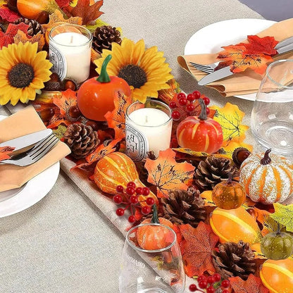 73pcs Fall cake Toppers Thanksgiving cake Decoration Autumn Artificial Pumpkins Sunflowers Maple Leaves Fall Cake Party Decor