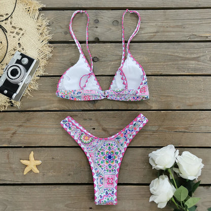 2024 New Sexy Brazilian Bikini Set Women Print Biquini Female Cut Bikinis Swimwear Push Up Swimsuit Bath Suit