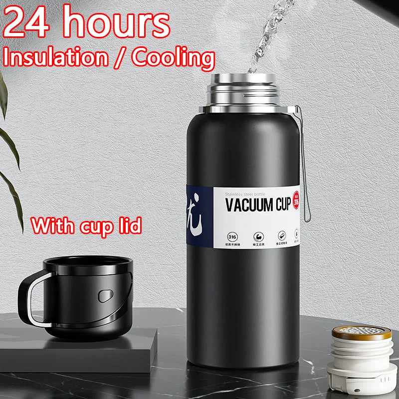 2L Thermal Water Bottle Large Capacity With Straw Stainless Steel Thermos Bottle Cold and Hot Water Bottle Sport Thermos Cup