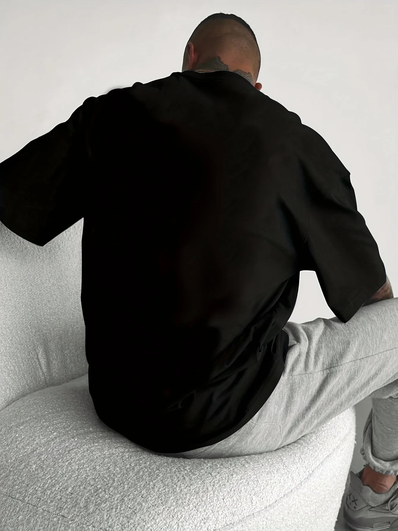 Summer men's 100% pure cotton casual sports loose and fashionable cartoon bear pattern printed round neck short sleeved T-shirt