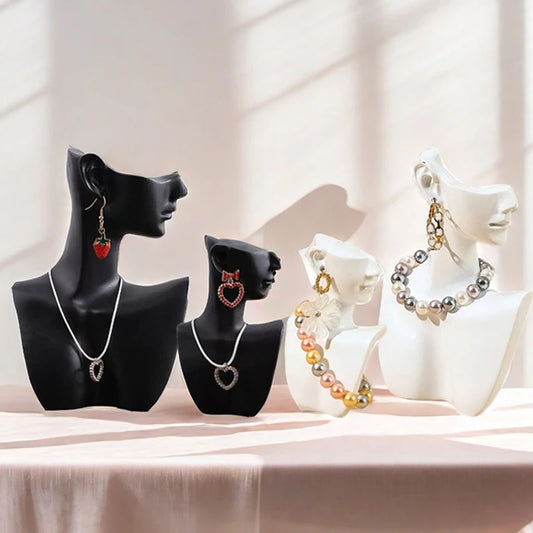 1pc Resin Side Face Mannequin Jewelry Display Stand Head Bust Portrait Necklace BraceletS Earrings Jewellery Storage Rack Holder