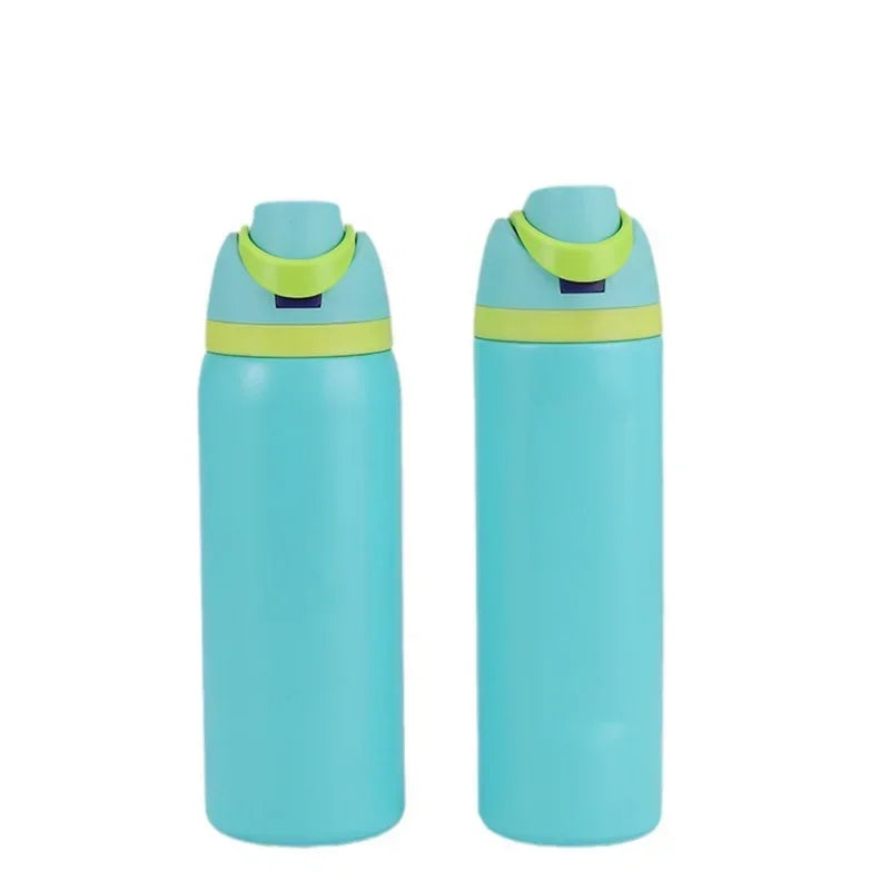 24/32oz New 304 Thermos Cup Double-Layer Stainless Steel Space Kettle Water Bottle with Straw Car Outdoor Sports Camping Sports