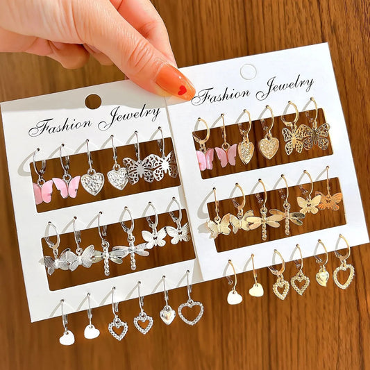 36 Piece Set of Fashionable And Caring Butterfly Hollow Pendant Earrings Set For Women's Daily Parties Giving Girlfriends Gifts