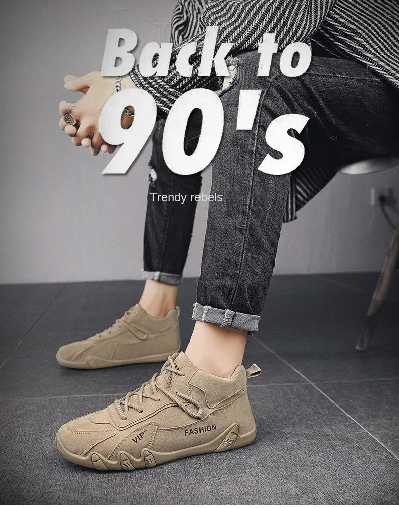 Ankle Boots For Men 2024 Spring Man Casual Sneakers Non Slip Khaki Work Mens Shoe Short Boots Loafers Lace Up Zapatillas Hombre