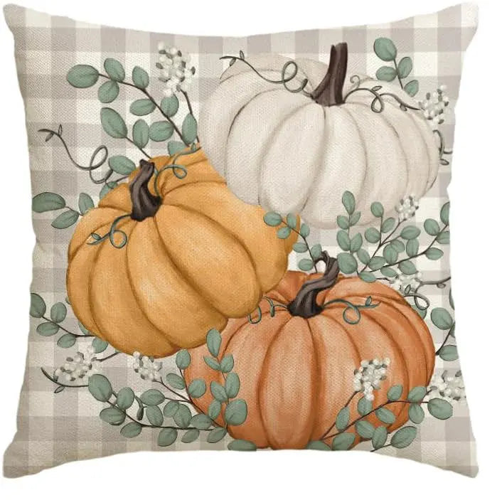 18x18 Inches Autumn Pumpkin Cushion Cover Pillow Cover Thanksgiving Decor Pillowcase Maple Leaves Printed Cushion Case for Couch