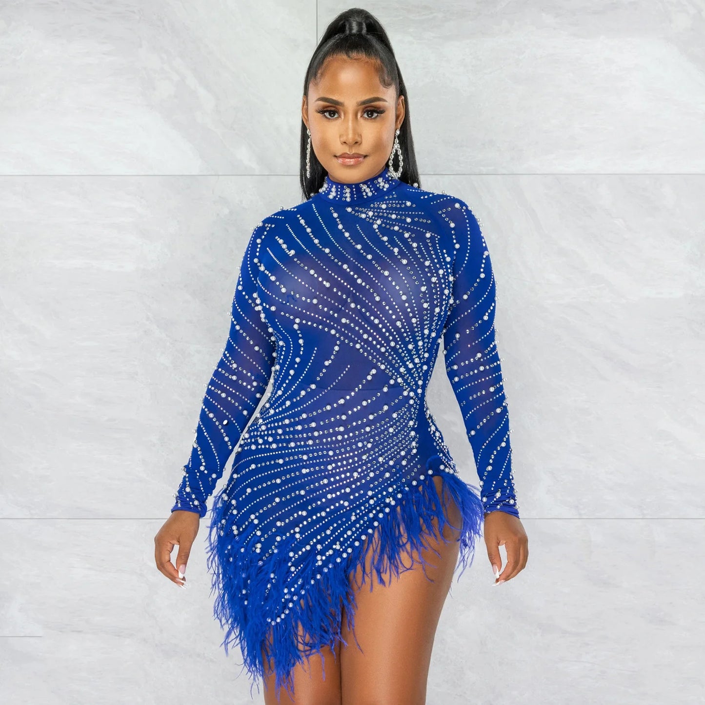 2022 Summer Fashion Sexy Tassel Mesh Embroidered Dress Women Irregular Short Skirt Mid-waist