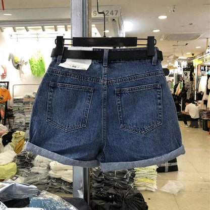 Black Gray Women Summer High-waist Slimming Outdoor Wear A- label Hot Pants Loose Cotton Shorts Urban Casual Style