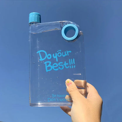 420ml Flat Water Bottle Clear Slim A5 Backpacks Water Bottle Portable Travel Mug Outdoor Sports Water Bottle For Camping Hiking