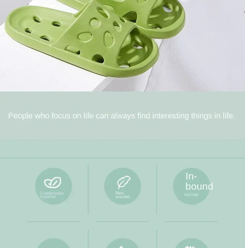 Bathroom Slippers Women Leaking Sandals Cheese Slides Summer Eva Shoes For Men Soft Anti-Slip Flip Flops Couples Indoor Slipper