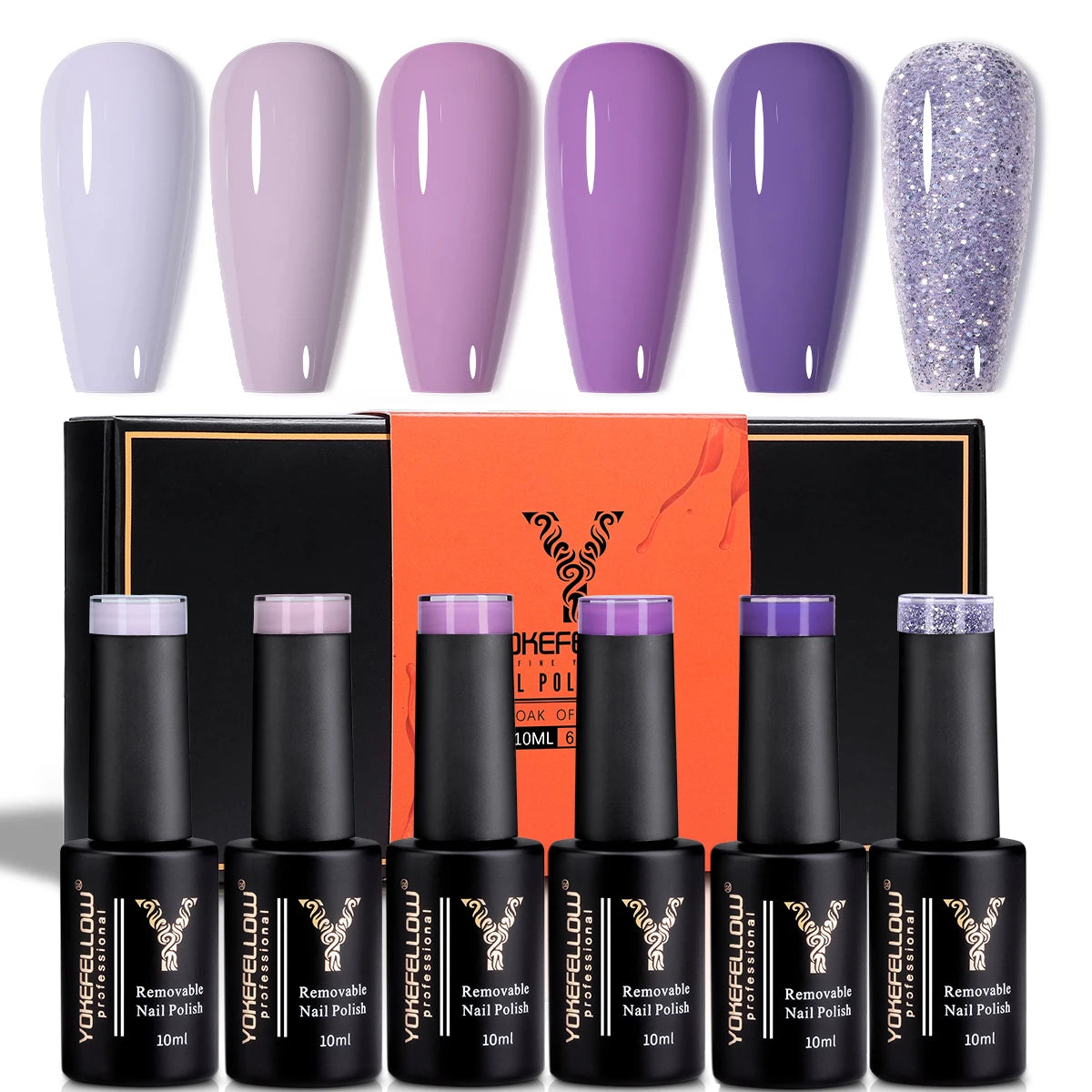 YOKEFELLOW 6Pcs/Set Fall Winter Gel Nail Polish Semi Permanent UV Led Gel Varnish Brown Orange Pumpkin Halloween Christmas Gift