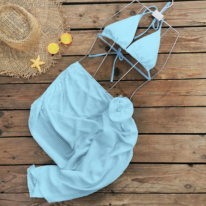 3Packs Bikini Swimsuit With Beach Skirt Swimwear Swimsuits Bathing Suits Sarongs Print Beachwear Biquini