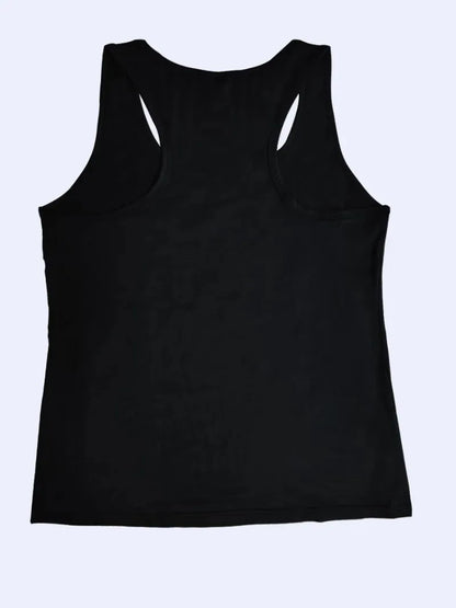 Summer Plus Size Women's Tank Tops Letter Print Loose Low Cut Tops Fashion Ladies Black Oversize Camisole Vest for Women