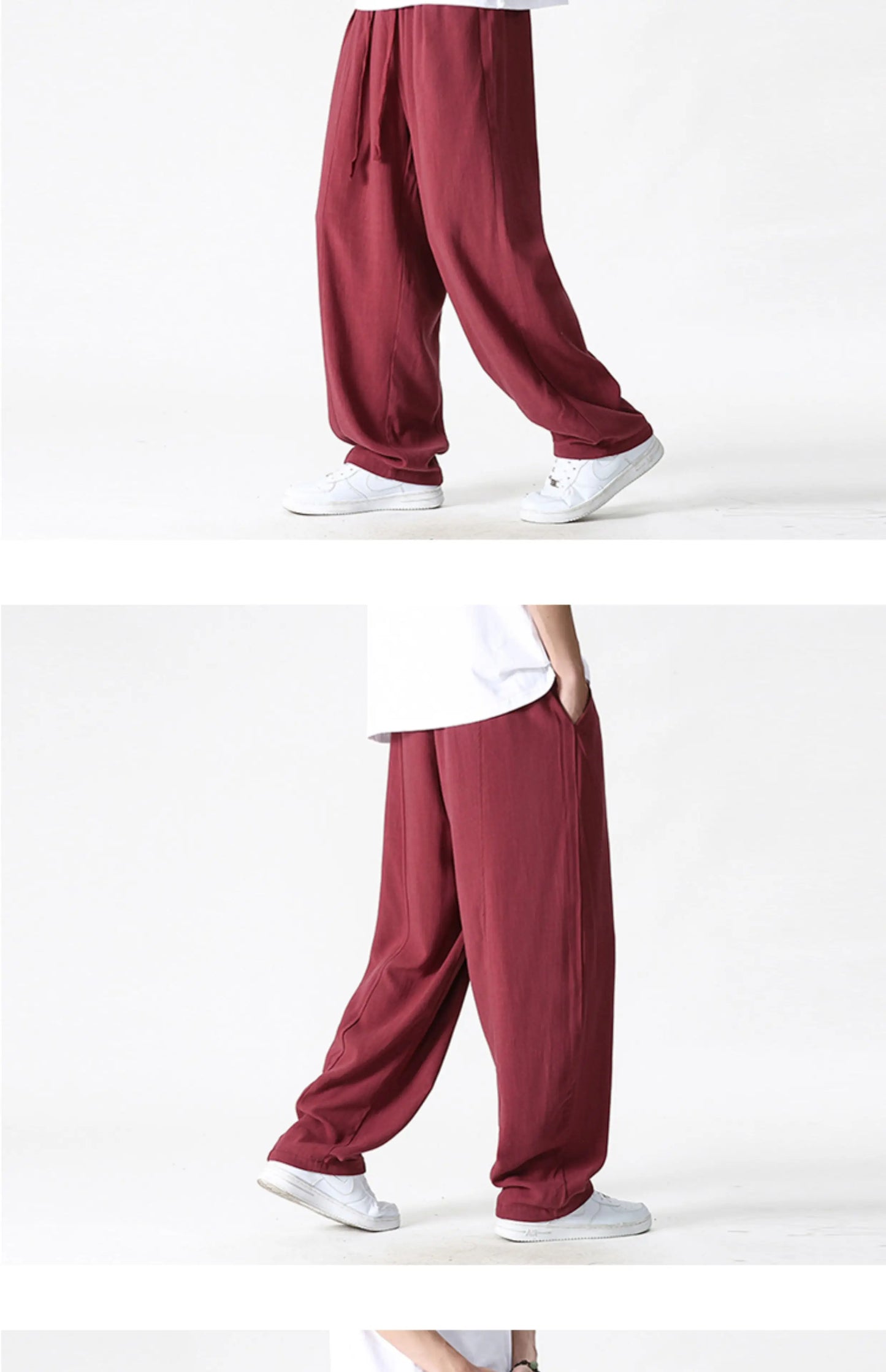 Summer Wide Leg Pants Men's Cotton Linen Harun Loose Pants Men Casual Elastic Waist Circumference Lantern Trousers Plus Size 5XL