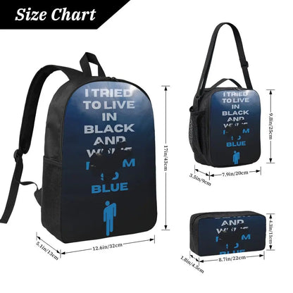 B-Billies E-Eilishing Kids Backpack Lunch Box Pencil Boxes for Boys Girls Backpacks School bag Bookbag Set