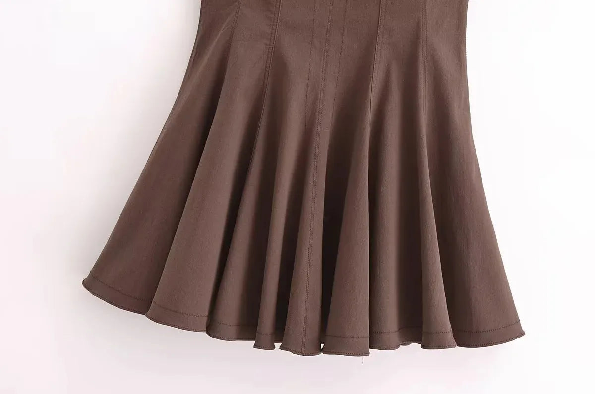 2025 Women Fashion Ruched Short Dress Sleeveless Stand Collar Fold Back Zip Mini Dress Chic Female Evening Party Dresses