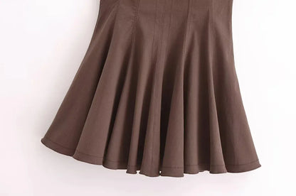 2025 Women Fashion Ruched Short Dress Sleeveless Stand Collar Fold Back Zip Mini Dress Chic Female Evening Party Dresses