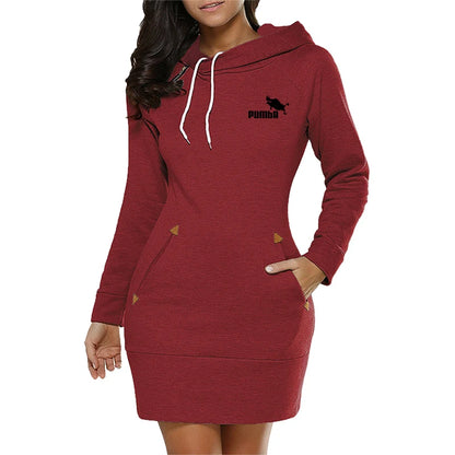 Sweatshirt Womens Dresses Pockets Fashion Casual Zip Neckline Sports Skirt Warm Simple Daily Autumn Hooded Comfort Autumn Winter