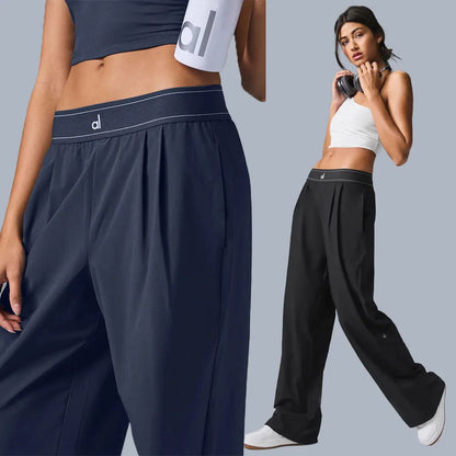AL Summer Suit Pants Suit Up Trouser Sports High Waisted Straight Leg Wide Pants Women's Outdoor Comfortable Loose Suit Pants