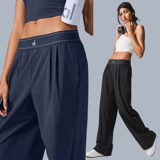 AL Summer Suit Pants Suit Up Trouser Sports High Waisted Straight Leg Wide Pants Women's Outdoor Comfortable Loose Suit Pants